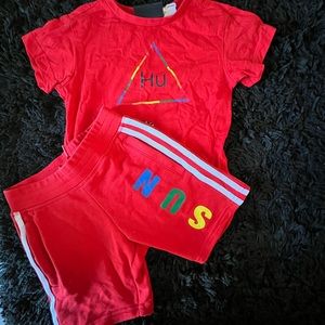 Red Pharrell Williams Adidas two piece set boys size 5-6
